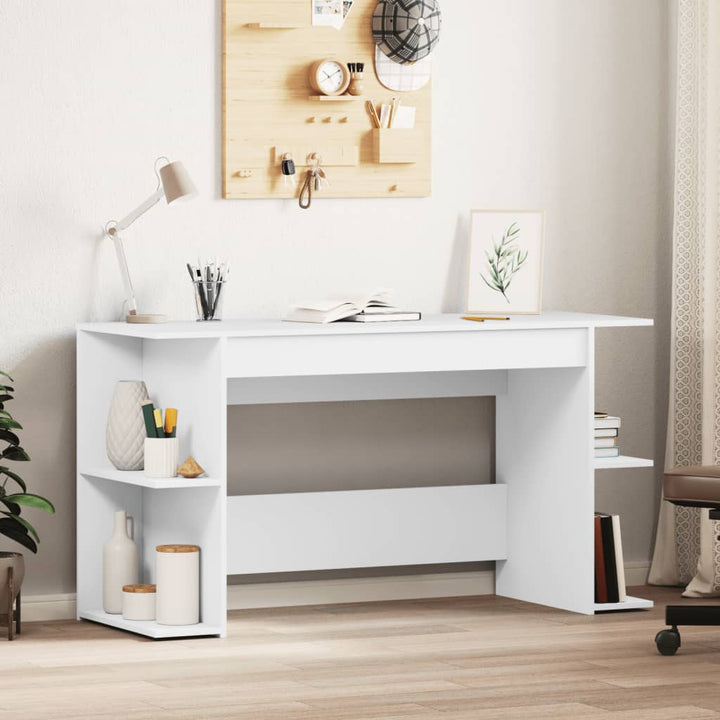 skrivebord 140x50x75 cm konstrueret træ hvid