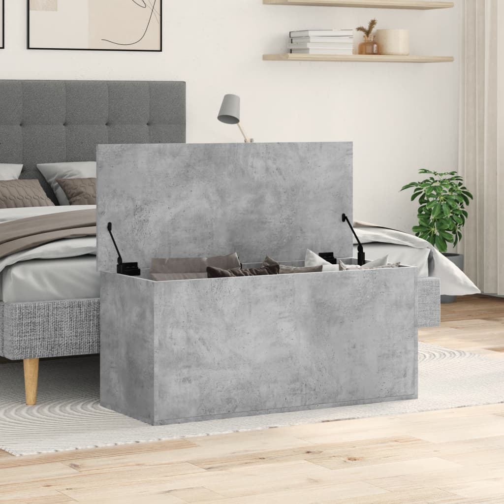 opbevaringsboks 100x42x46 cm konstrueret træ betongrå