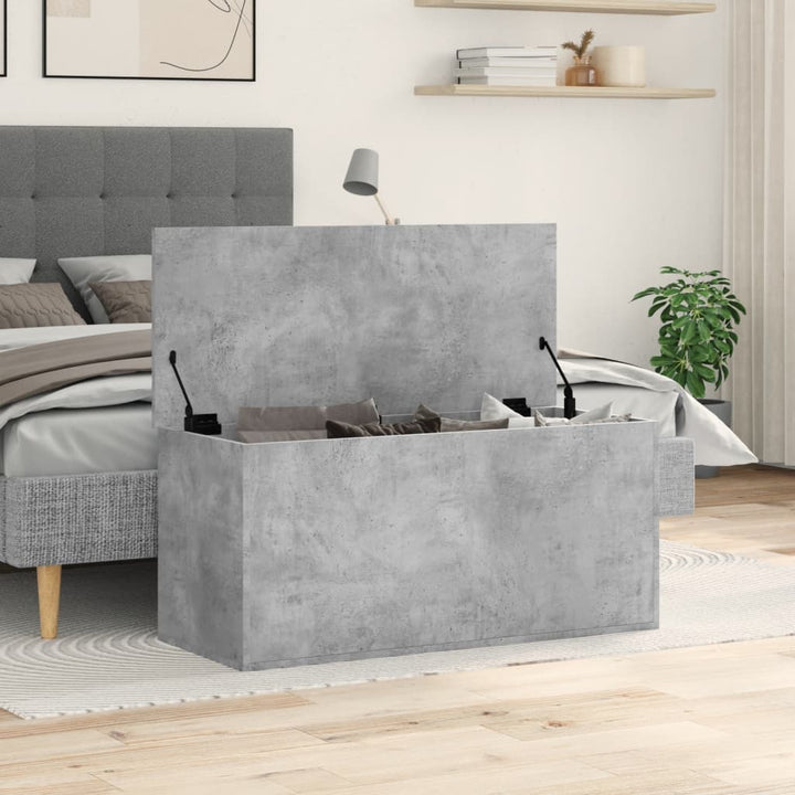 opbevaringsboks 100x42x46 cm konstrueret træ betongrå