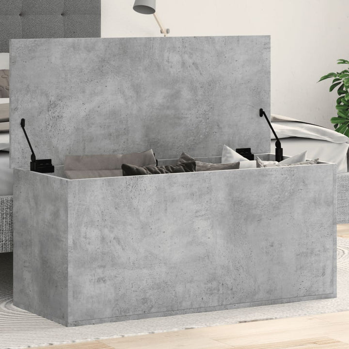 opbevaringsboks 100x42x46 cm konstrueret træ betongrå