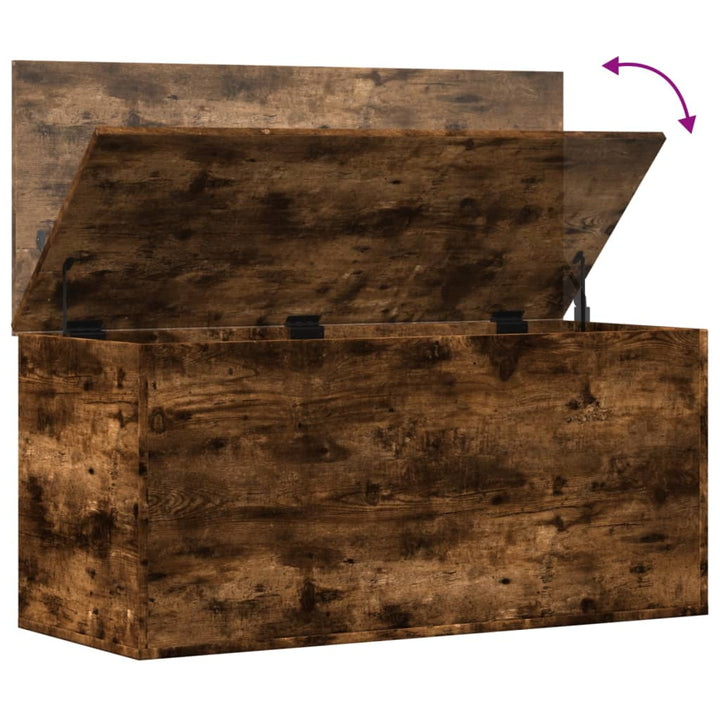 opbevaringsboks 100x42x46 cm konstrueret træ røget egetræsfarve
