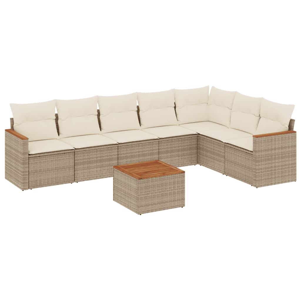sofasæt til haven 8 dele med hynder polyrattan beige