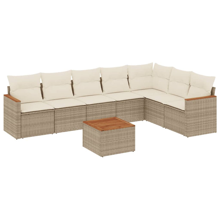 sofasæt til haven 8 dele med hynder polyrattan beige