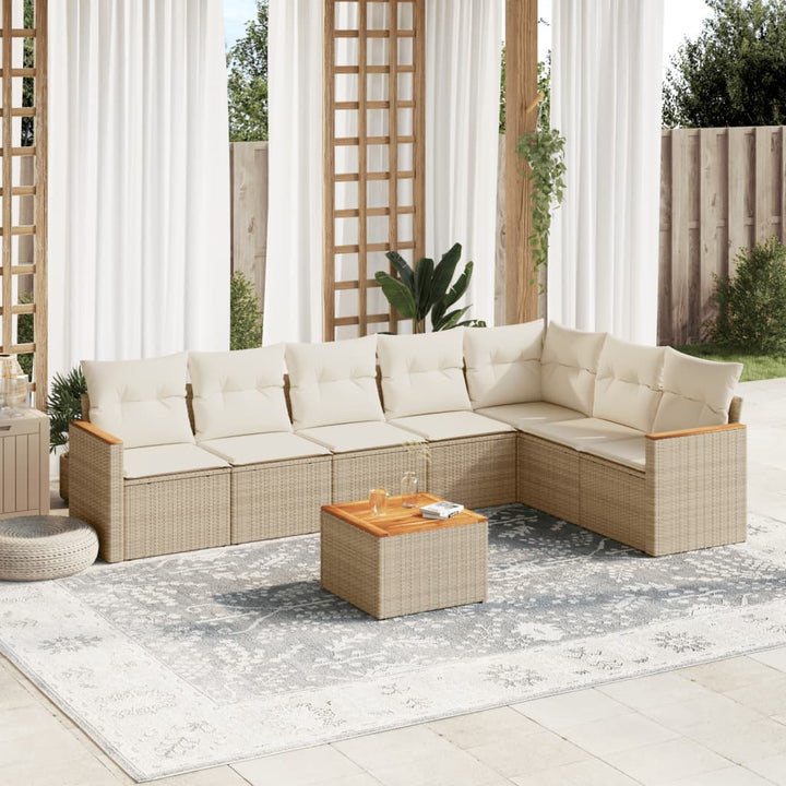 sofasæt til haven 8 dele med hynder polyrattan beige