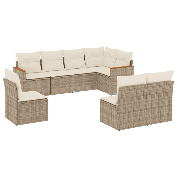 sofasæt til haven 8 dele med hynder polyrattan beige