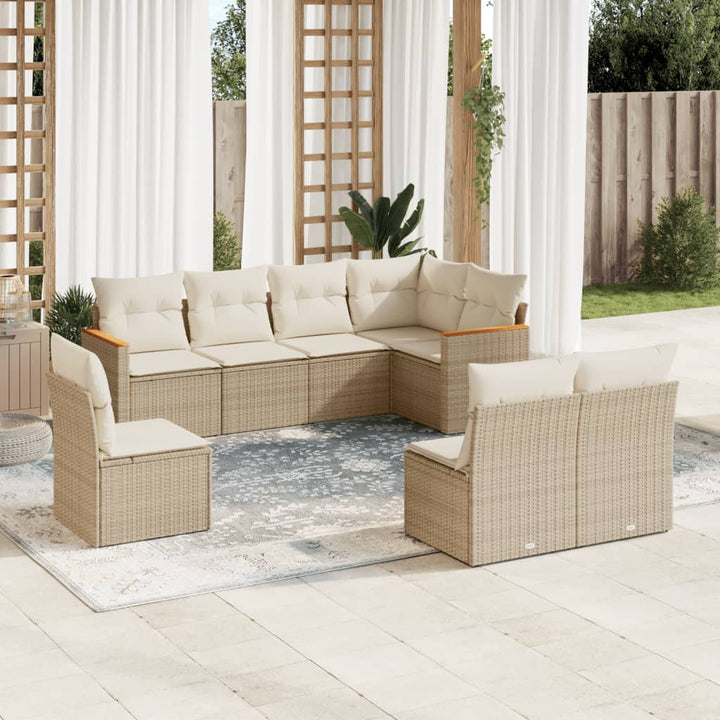 sofasæt til haven 8 dele med hynder polyrattan beige