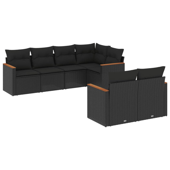 sofasæt til haven 7 dele med hynder polyrattan sort