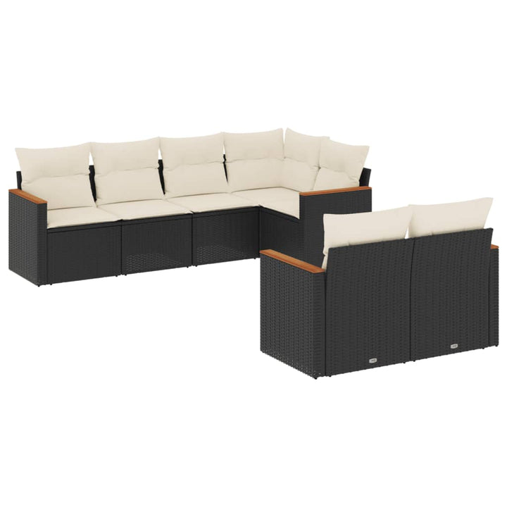 sofasæt til haven 7 dele med hynder polyrattan sort