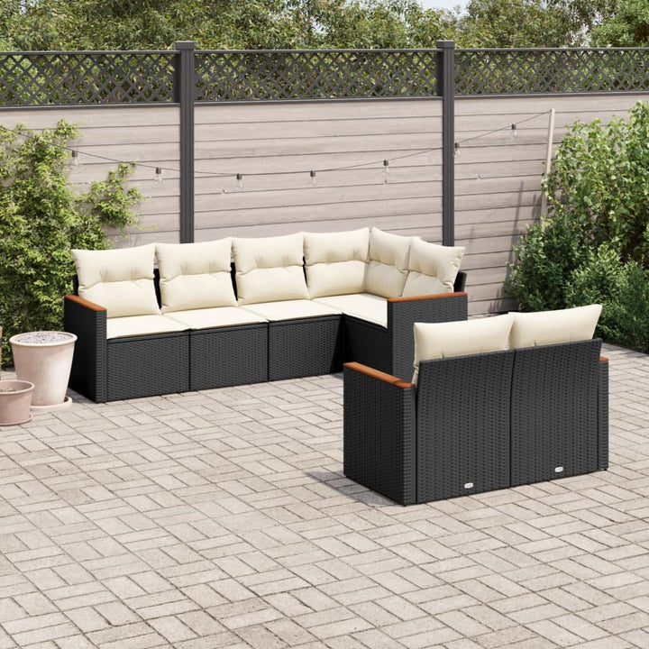 sofasæt til haven 7 dele med hynder polyrattan sort