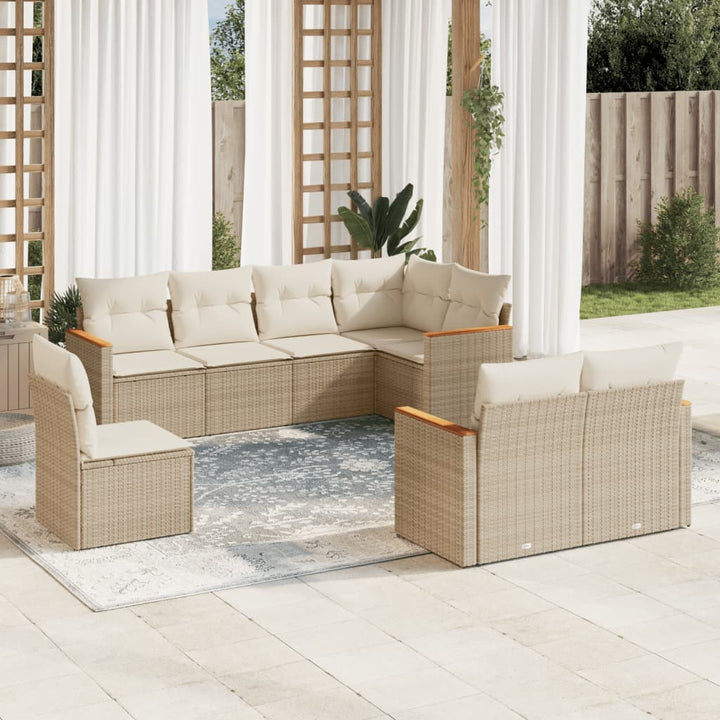 sofasæt til haven 8 dele med hynder polyrattan beige