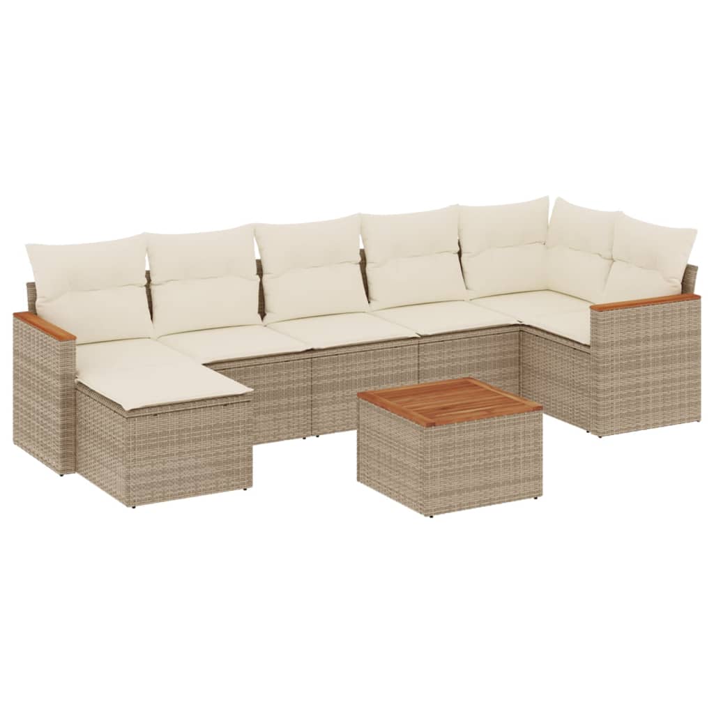 sofasæt til haven 8 dele med hynder polyrattan beige