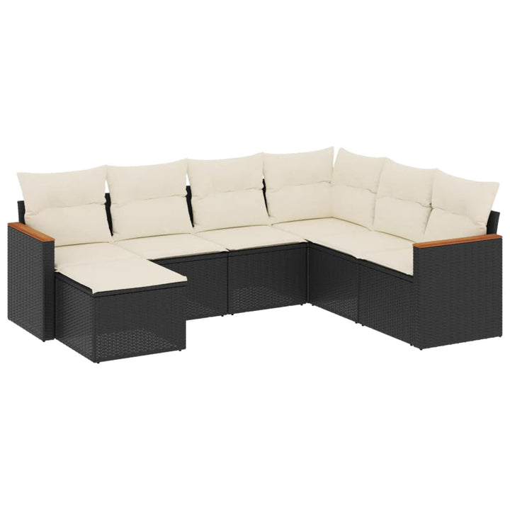sofasæt til haven 7 dele med hynder polyrattan sort