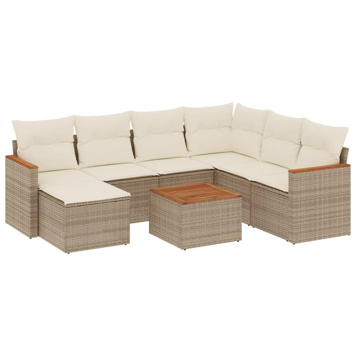 sofasæt til haven 8 dele med hynder polyrattan beige