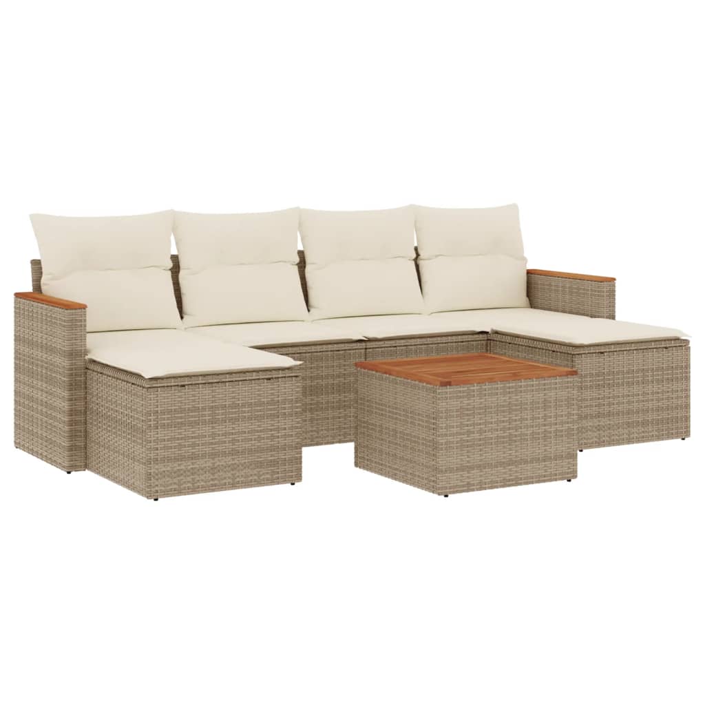 sofasæt til haven 7 dele med hynder polyrattan beige