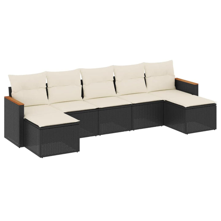 sofasæt til haven 7 dele med hynder polyrattan sort