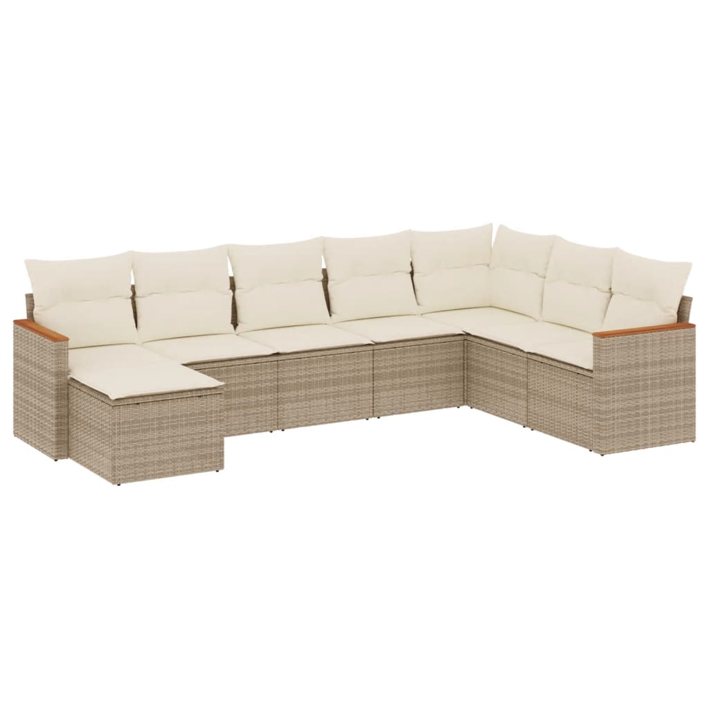sofasæt til haven 8 dele med hynder polyrattan beige