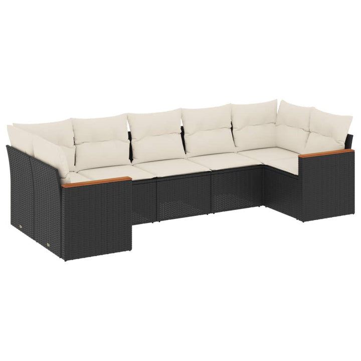 sofasæt til haven 7 dele med hynder polyrattan sort