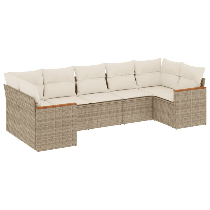 sofasæt til haven 7 dele med hynder polyrattan beige