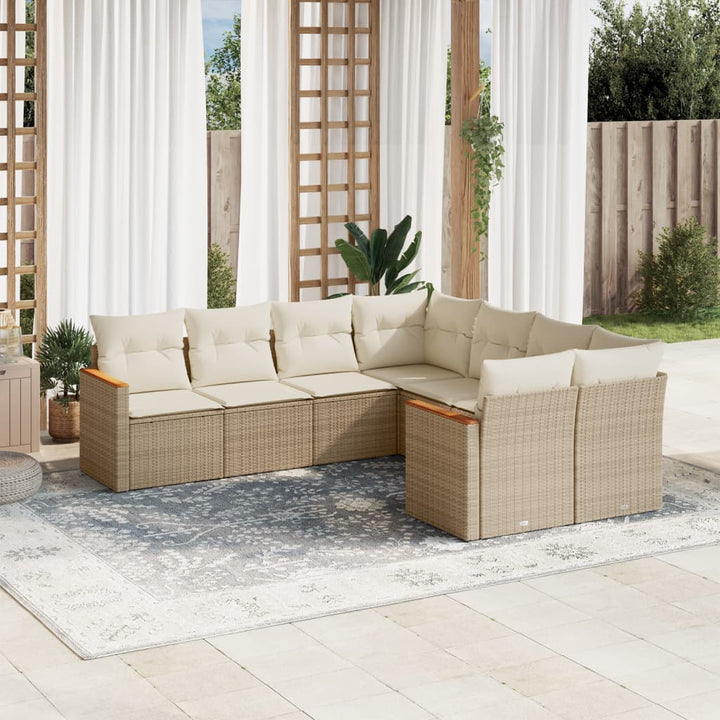 sofasæt til haven 8 dele med hynder polyrattan beige