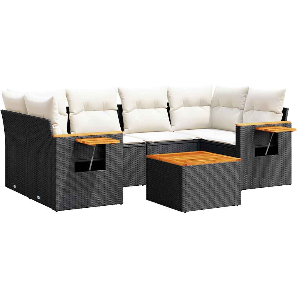sofasæt til haven 7 dele med hynder polyrattan sort