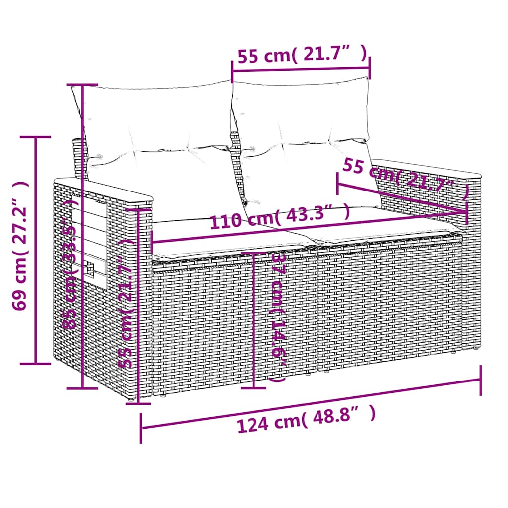 sofasæt til haven 8 dele med hynder polyrattan beige