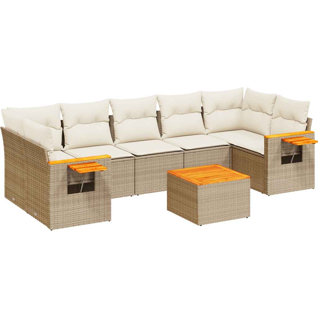 sofasæt til haven 8 dele med hynder polyrattan beige