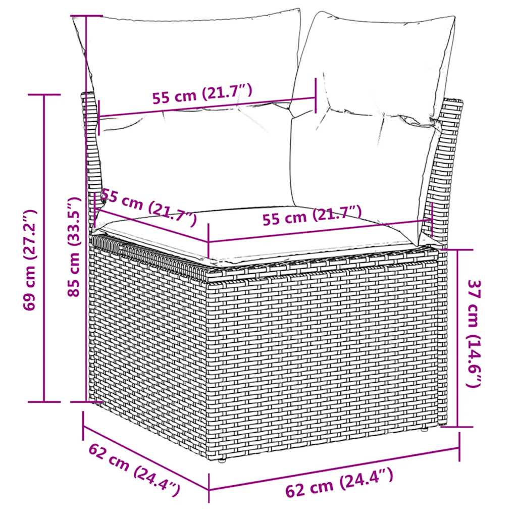 sofasæt til haven 8 dele med hynder polyrattan beige