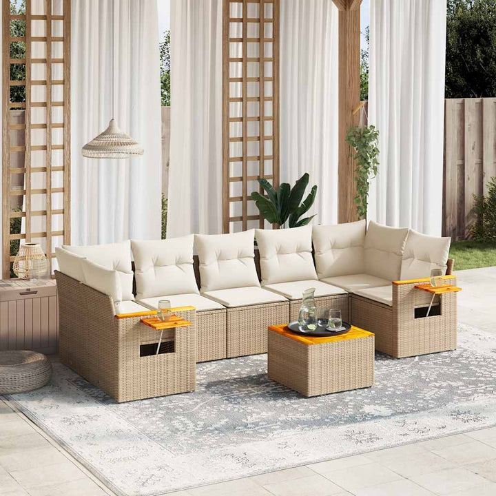 sofasæt til haven 8 dele med hynder polyrattan beige