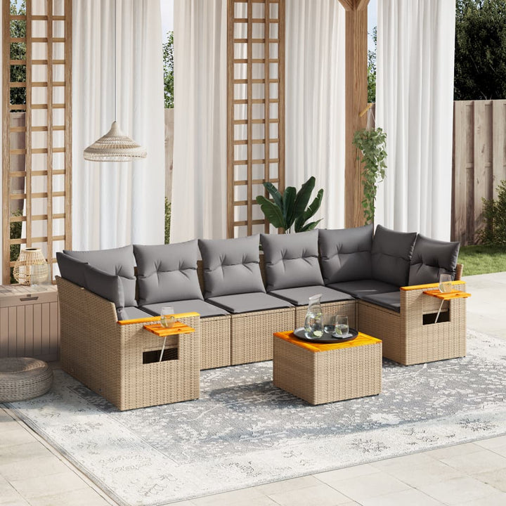 sofasæt til haven 8 dele med hynder polyrattan beige