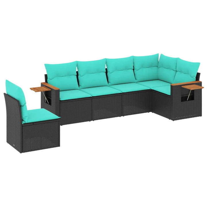 sofasæt til haven 6 dele med hynder polyrattan sort