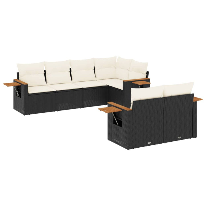 sofasæt til haven 7 dele med hynder polyrattan sort