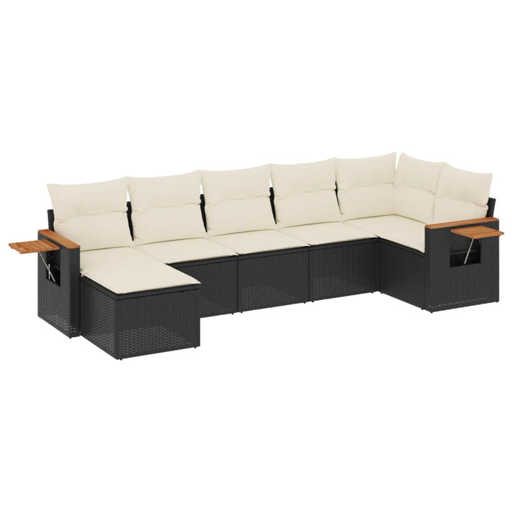 sofasæt til haven 7 dele med hynder polyrattan sort
