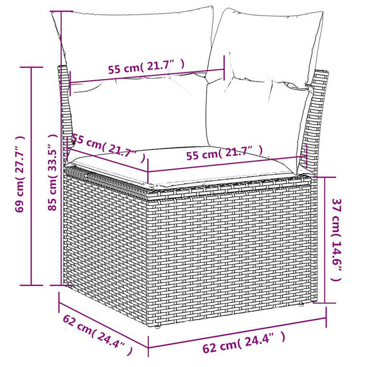 sofasæt til haven 7 dele med hynder polyrattan sort