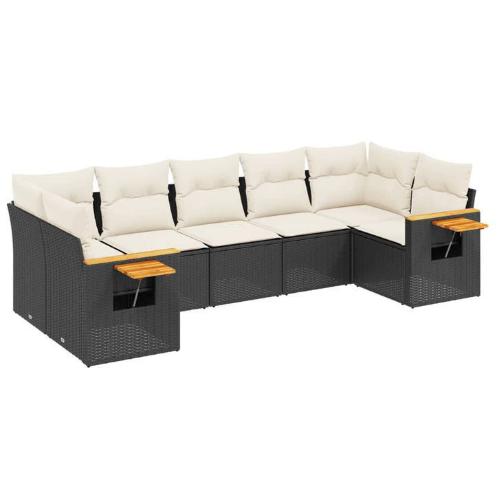 sofasæt til haven 7 dele med hynder polyrattan sort