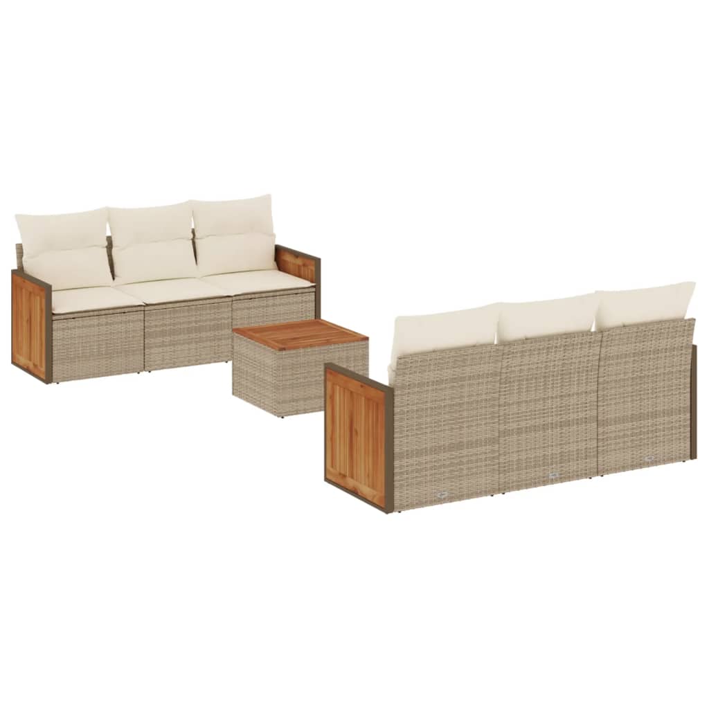 sofasæt til haven 7 dele med hynder polyrattan beige