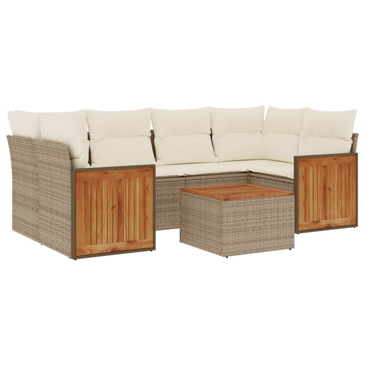 sofasæt til haven 7 dele med hynder polyrattan beige