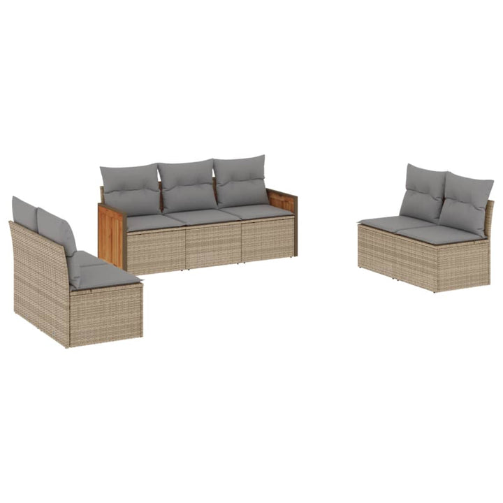 sofasæt til haven 7 dele med hynder polyrattan beige