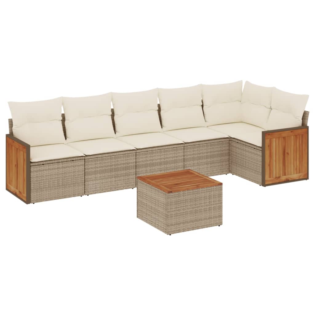 sofasæt til haven 7 dele med hynder polyrattan beige