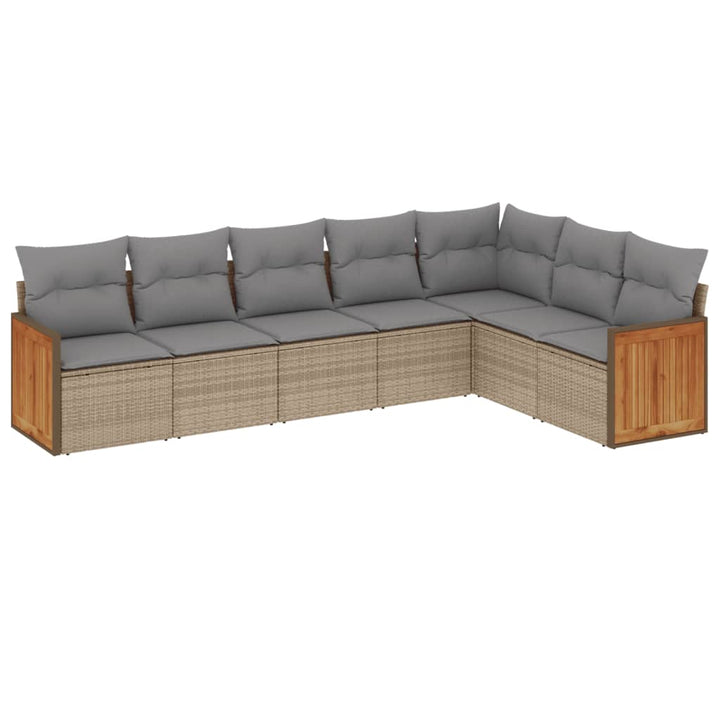 sofasæt til haven 7 dele med hynder polyrattan beige