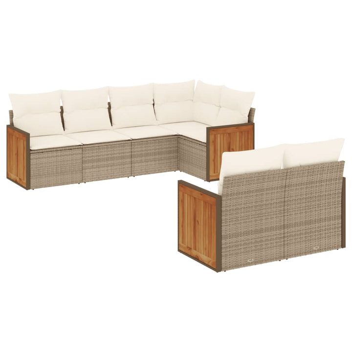 sofasæt til haven 7 dele med hynder polyrattan beige
