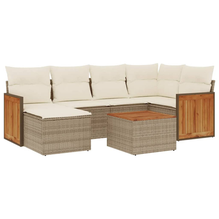 sofasæt til haven 7 dele med hynder polyrattan beige