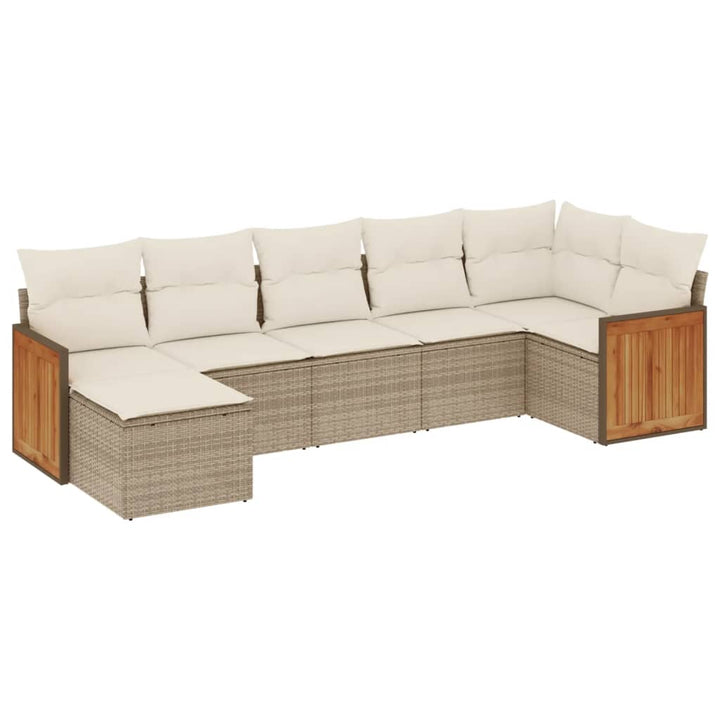 sofasæt til haven 7 dele med hynder polyrattan beige