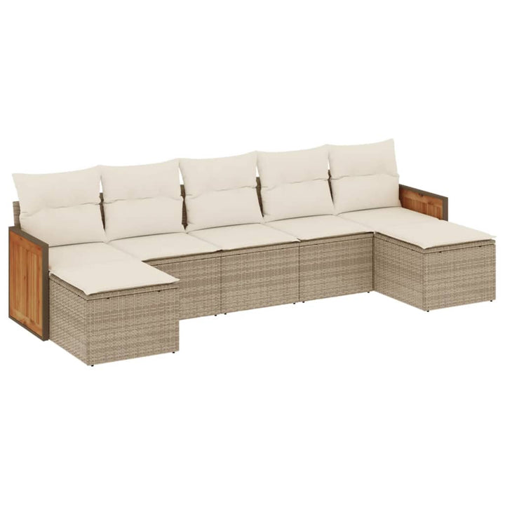 sofasæt til haven 7 dele med hynder polyrattan beige