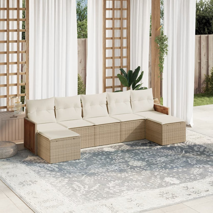 sofasæt til haven 7 dele med hynder polyrattan beige
