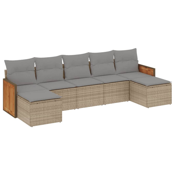 sofasæt til haven 7 dele med hynder polyrattan beige