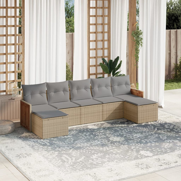 sofasæt til haven 7 dele med hynder polyrattan beige