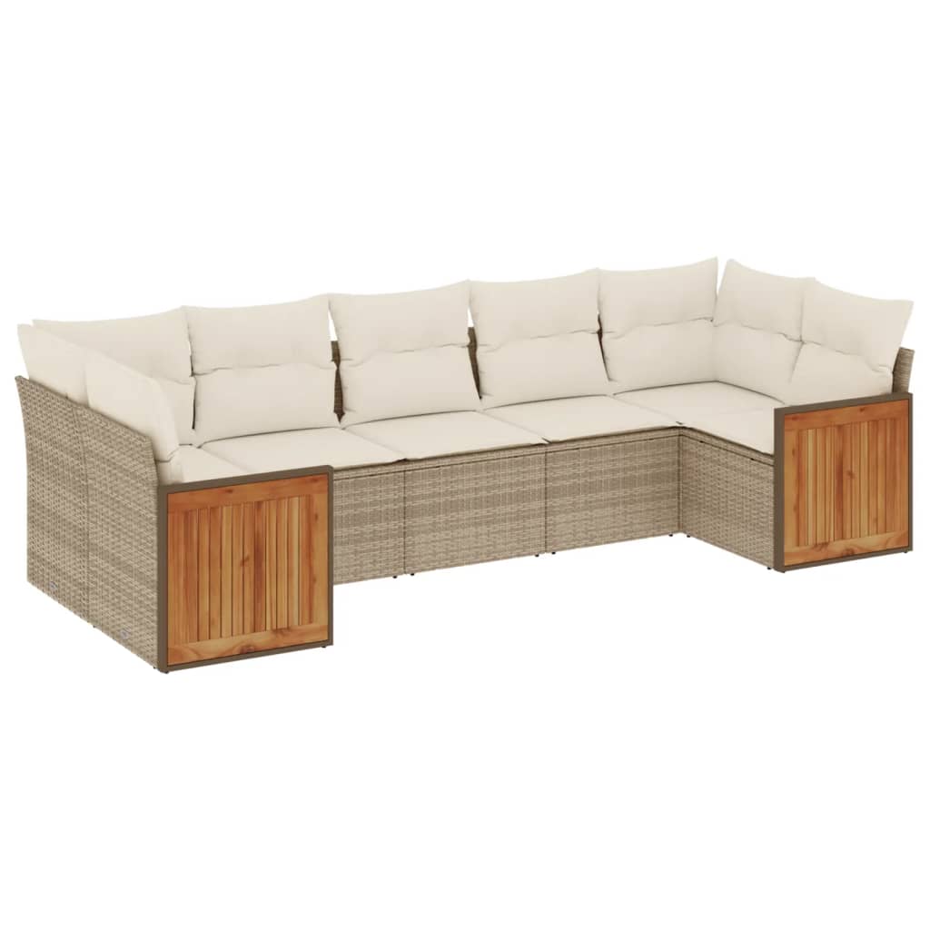 sofasæt til haven 7 dele med hynder polyrattan beige