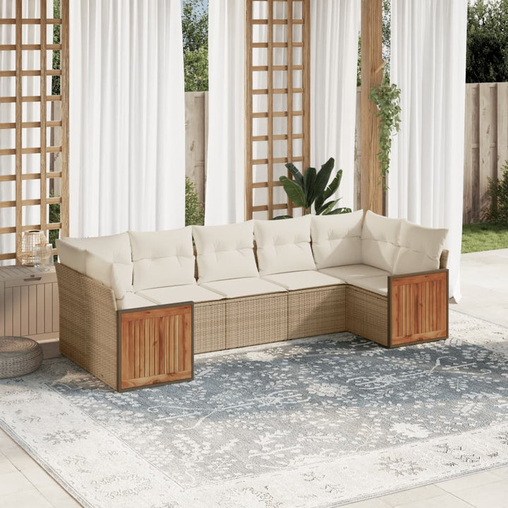 sofasæt til haven 7 dele med hynder polyrattan beige