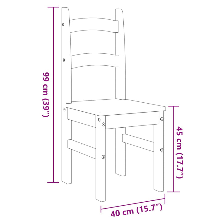 spisebordsstole 2 stk. 40x46x99 cm massivt fyrretræ grå