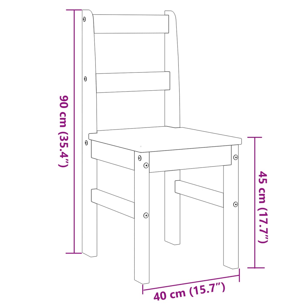 spisebordsstole 2 stk. Panama 40x46x90 cm massivt fyrretræ